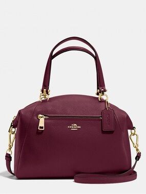 Coach Leather Satchel in Deep Berry
